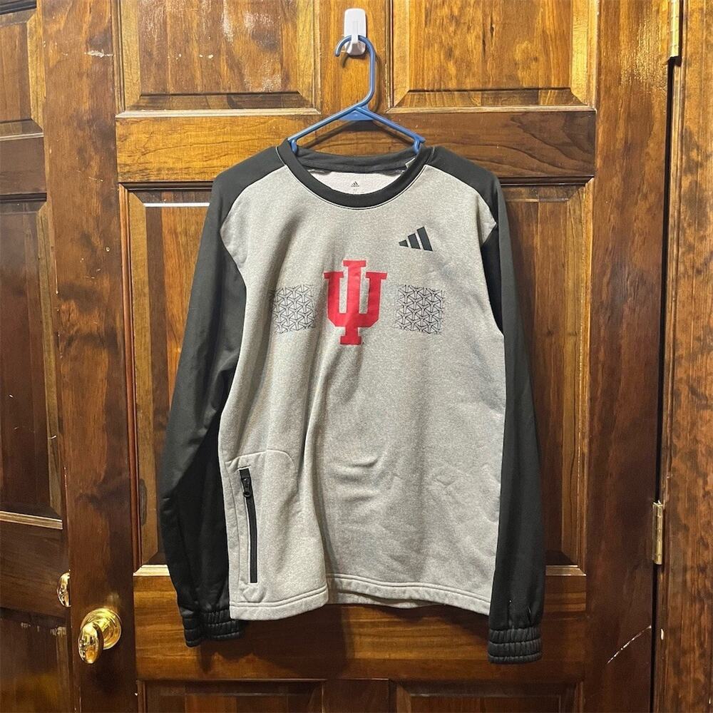 adidas Indiana Hoosiers Mens Sweatshirt Size M Gray Crewneck Pullover